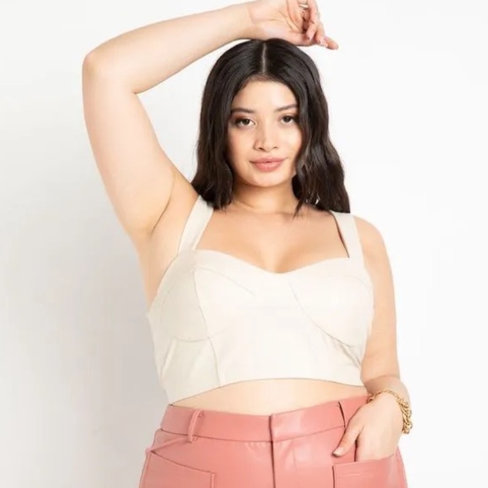 Eloquii Cream Structured Crop Top